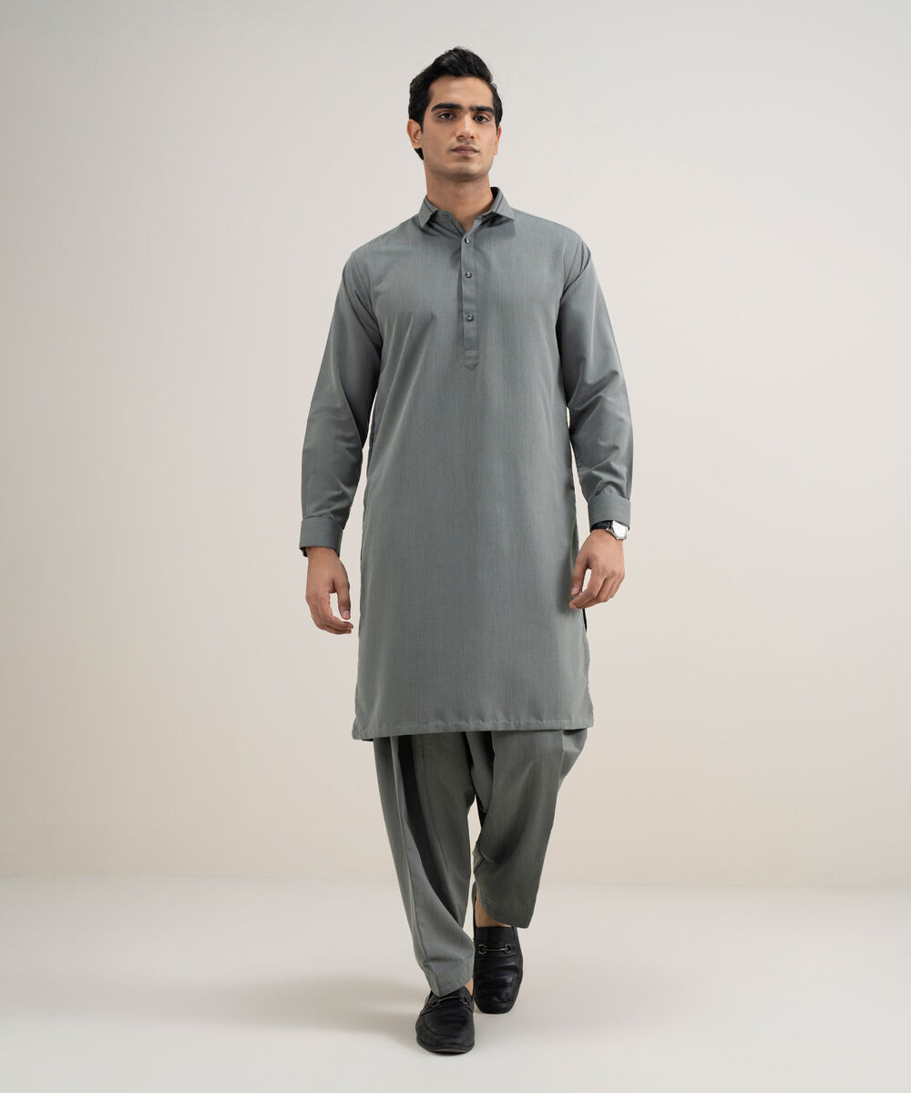 Men's Stitched Luxury Wash and Wear Grey Suit