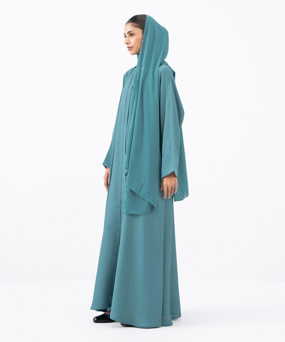 Women's Turquoise Polyester Abaya Set