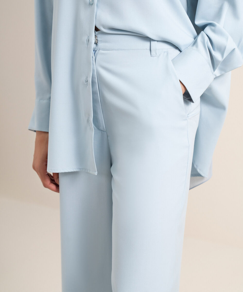 Women's Sky Blue Straight-Leg Pants