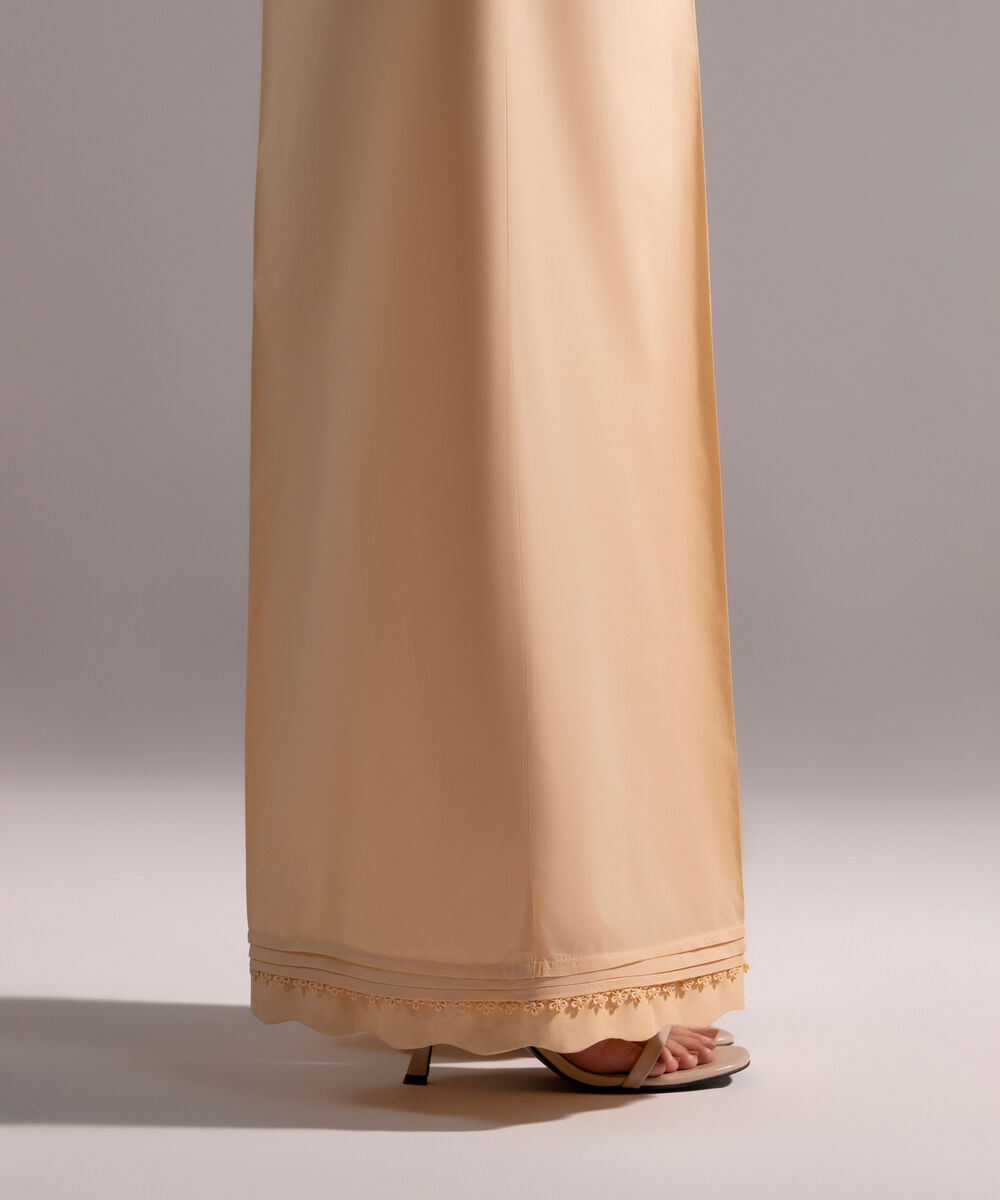 Women's RTW Poplin Solid Peach Flared Pants