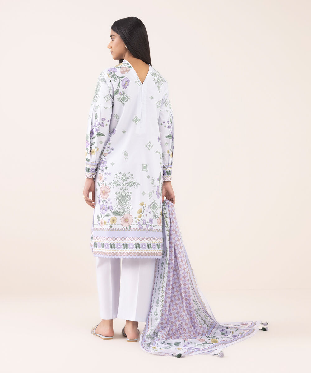Women's Unstitched Cotton Printed Three Piece Suit