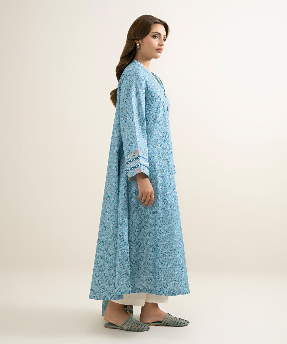 Women's Unstitched Lawn Printed Blue 2 Piece Suit