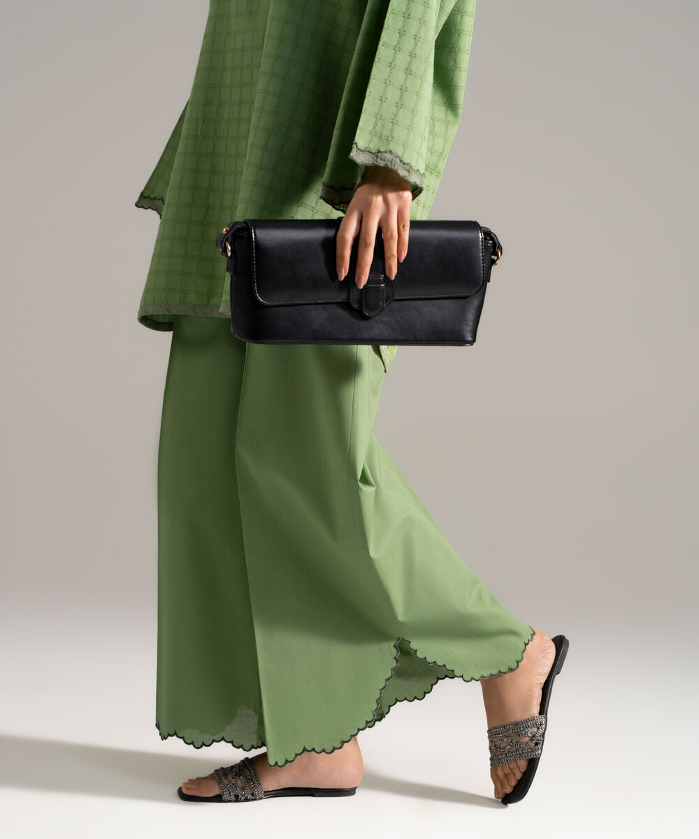 Women's RTW Dobby Printed Green Drop Shoulder Shirt