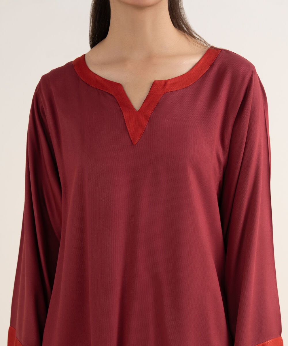 Women's RTW Bedford Solid Maroon Straight Shirt
