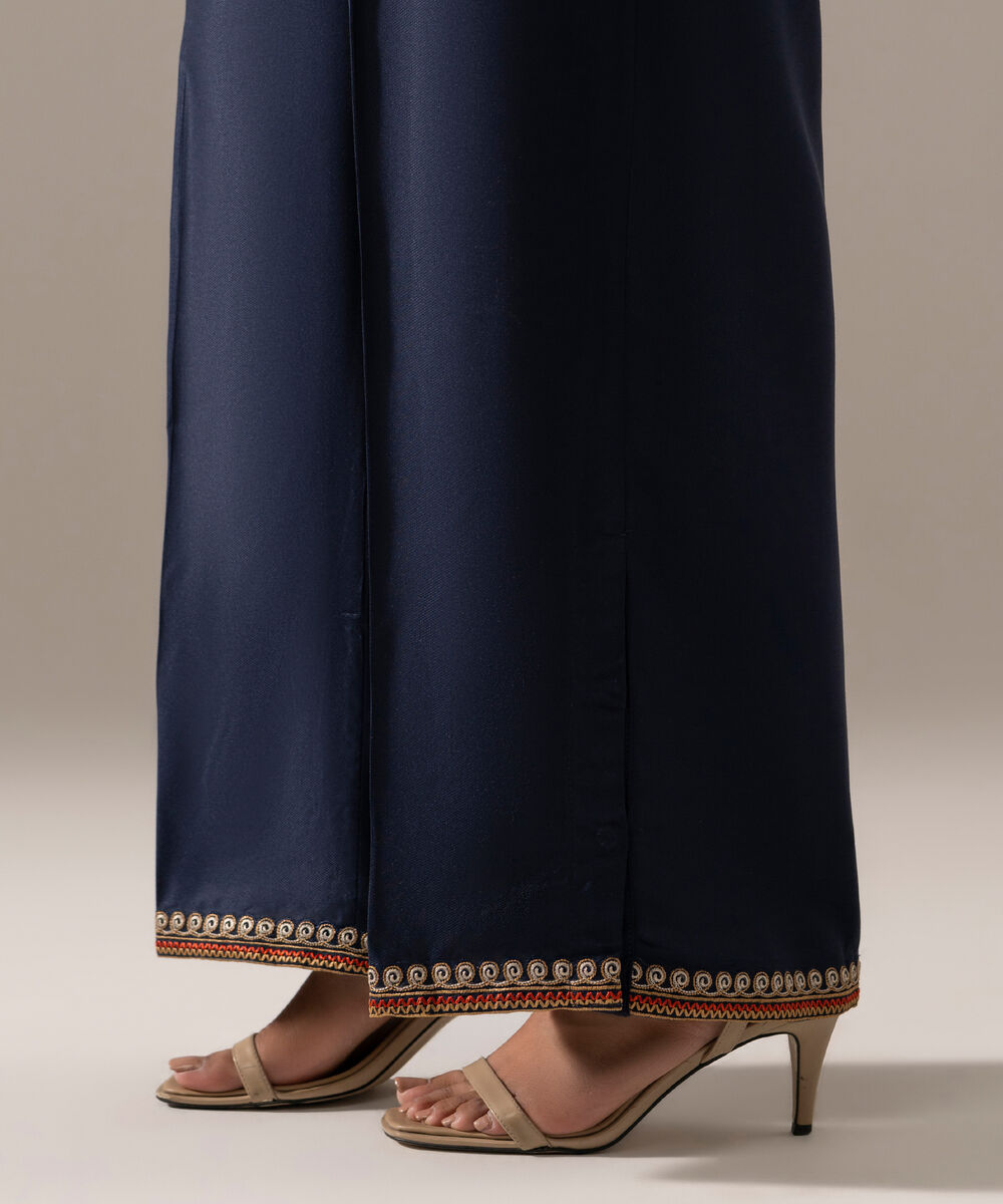 Women's RTW Bedford Solid Dark Blue Culottes