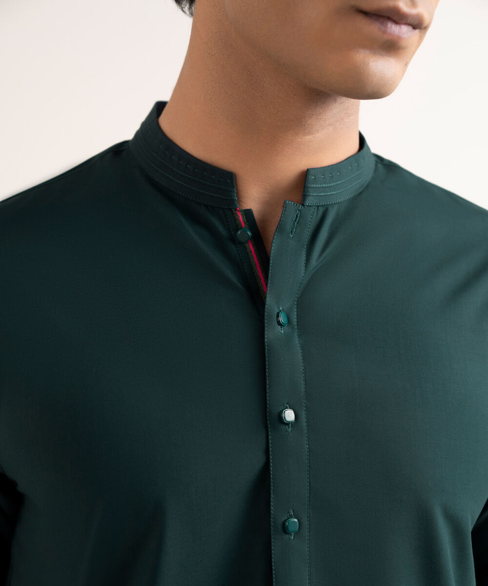 Men's Stitched Premium Wash & Wear Green Suit