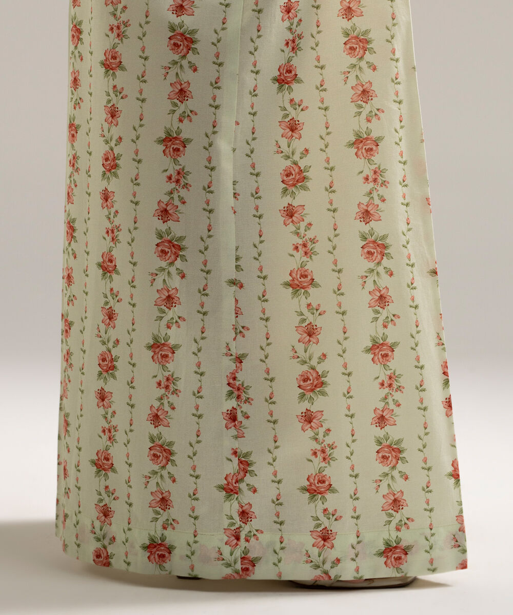 Women's RTW Cambric Printed Mint Green Flared Pants