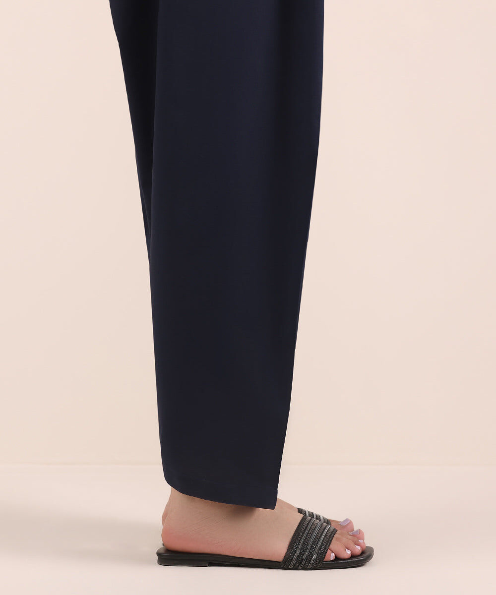 Woman - Blue Solid Cambric Shalwar