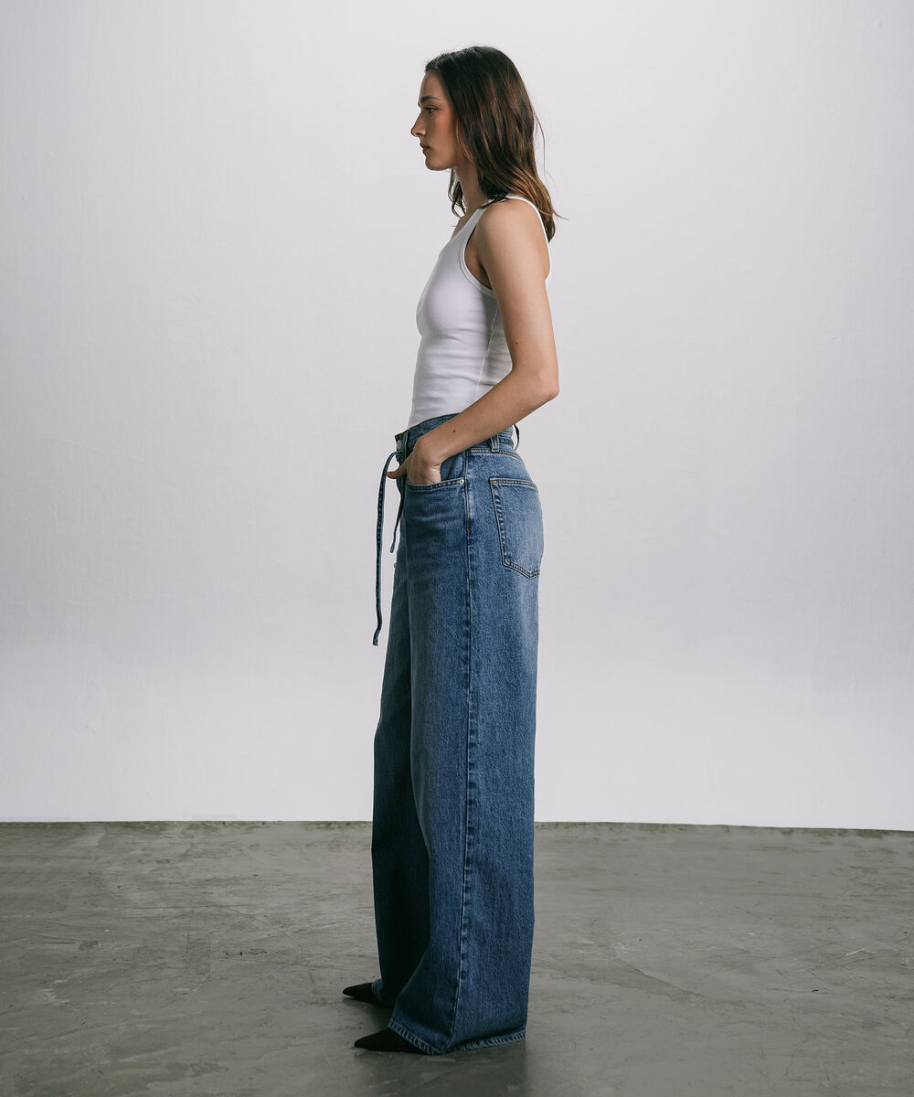 Women's Western Wear Blue Baggy Loose Jeans