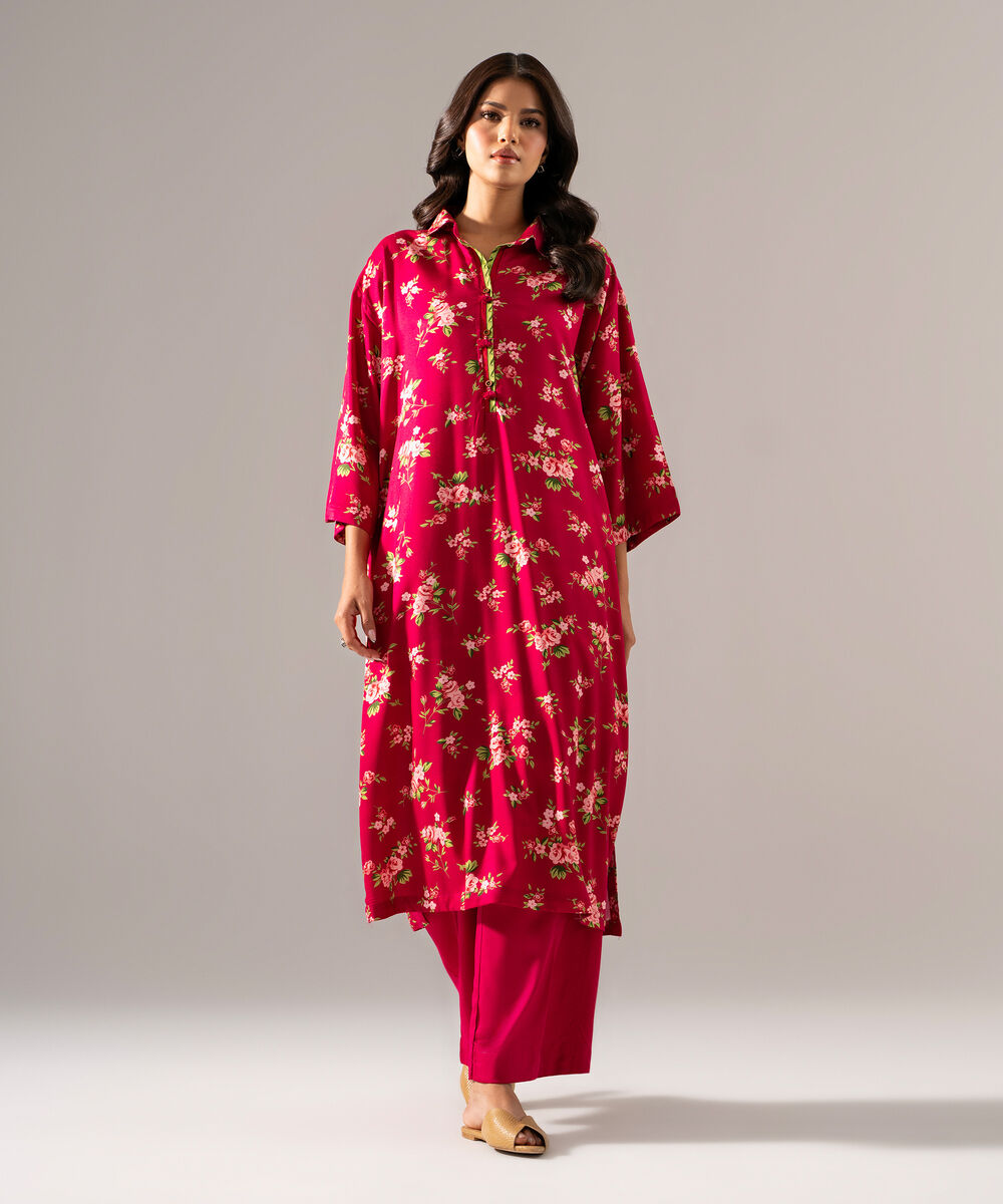 Women's RTW Viscose Marina Printed Pink 2 Piece Suit