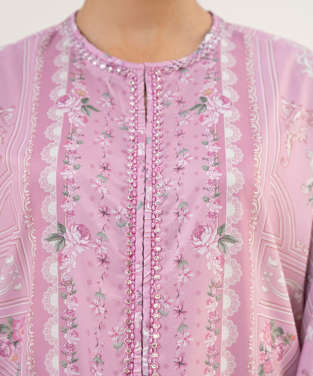 Women's RTW Blended Grip Pink Printed A-Line 2 Piece Suit