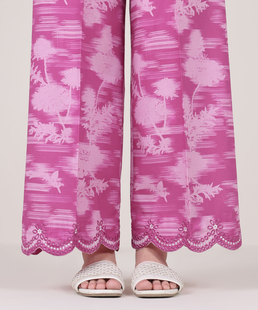 Women's RTW Cambric Pink Embroidered Culottes