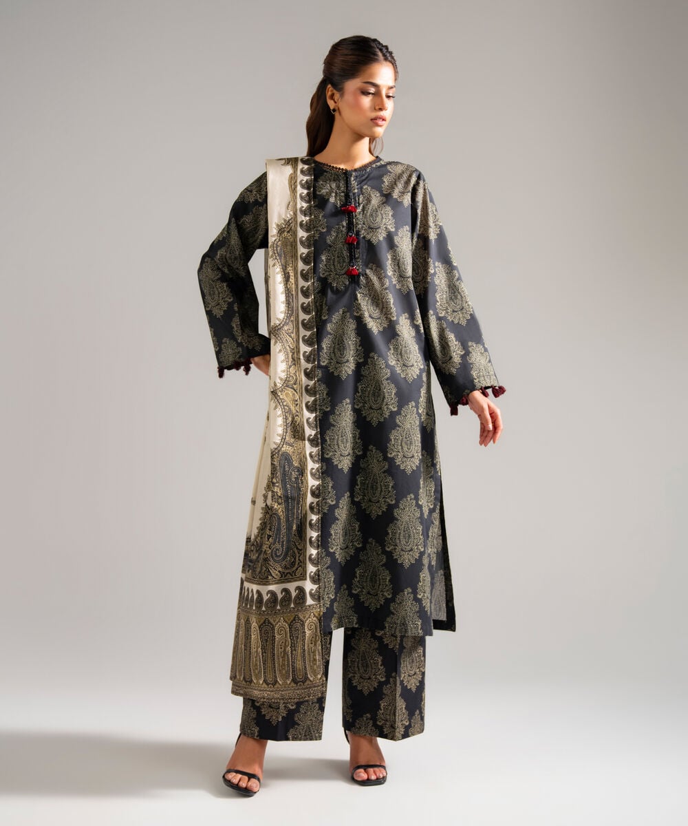 Textured Voile Printed Beige Dupatta