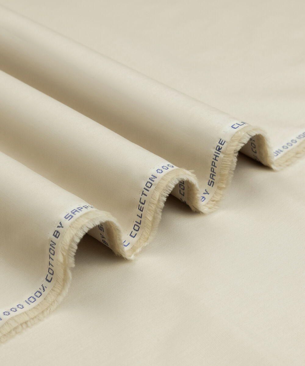 Men's Unstitched Two-Piece Beige Premium Cotton Dobby Suit