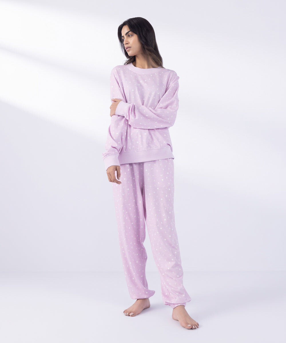 Woman - Light Pink Printed Loose-Fit Jogging Trousers