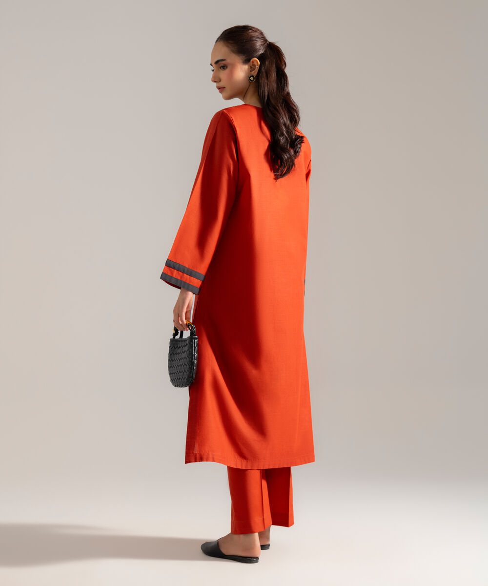 Women's RTW Solid Embroidered Rust Cross Hatch 2 Piece Suit