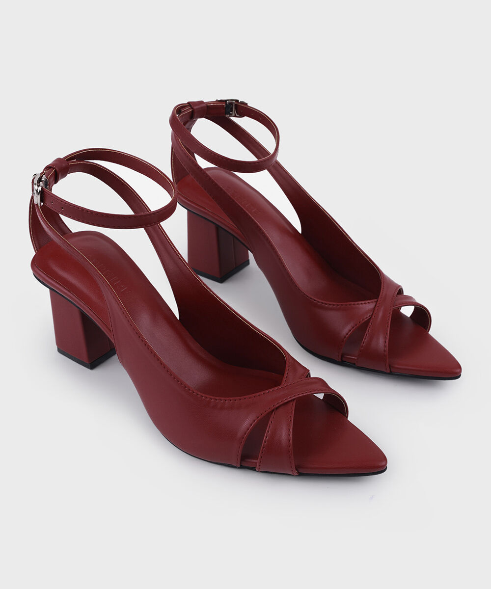 Woman - Red Maroon Block Heels