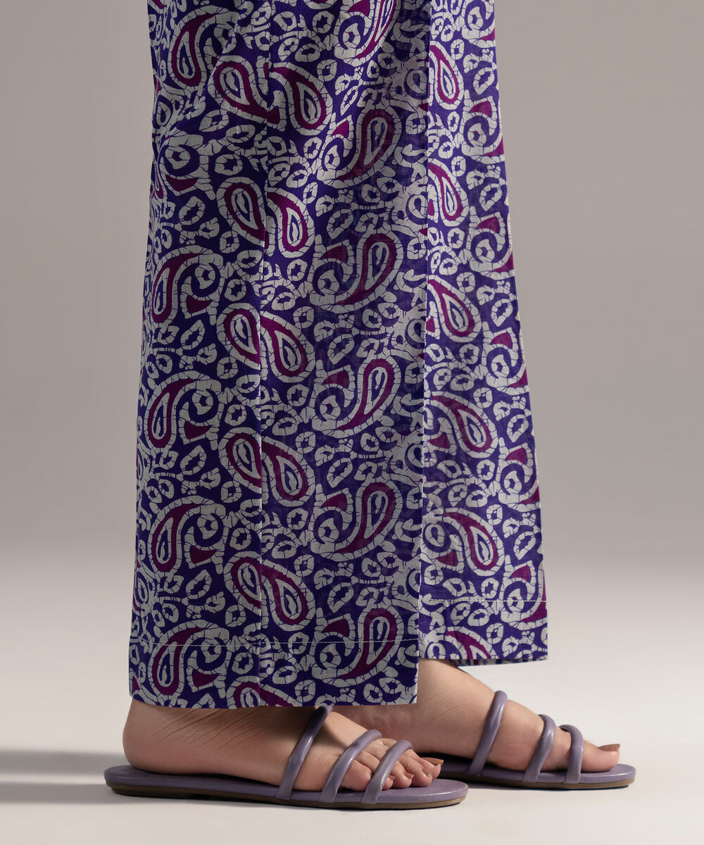 Women's RTW Crosshatch Printed Purple Straight Pants