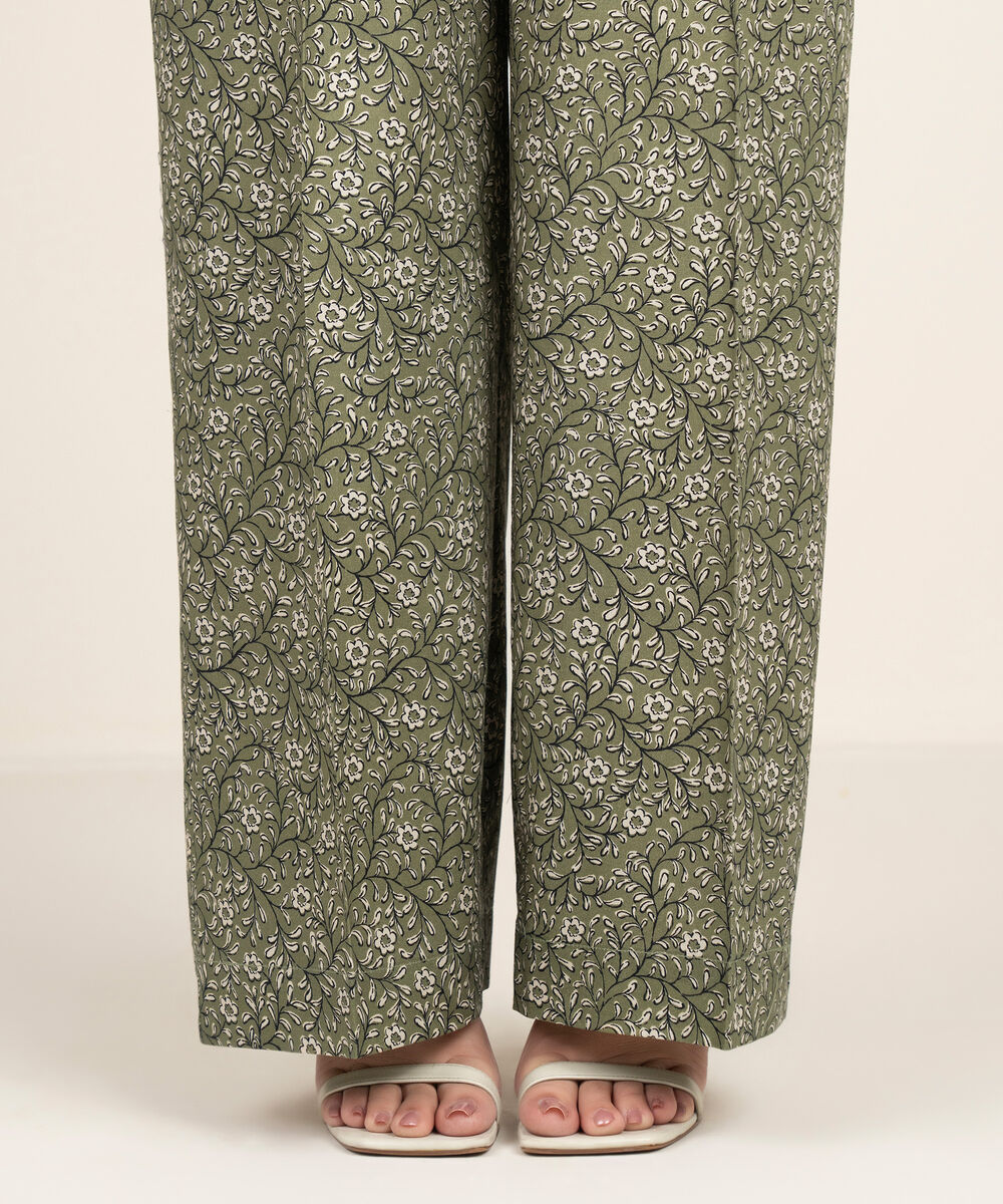 Women's RTW Cambric Printed Green Culottes