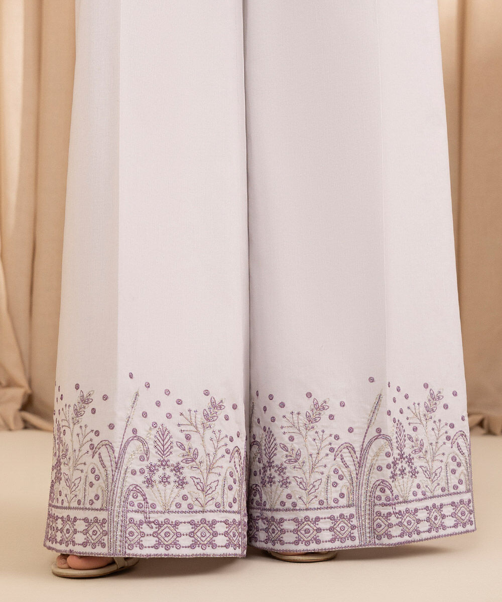 Unstitched Women's Grey Chambray Embroidered 3 Piece Suit