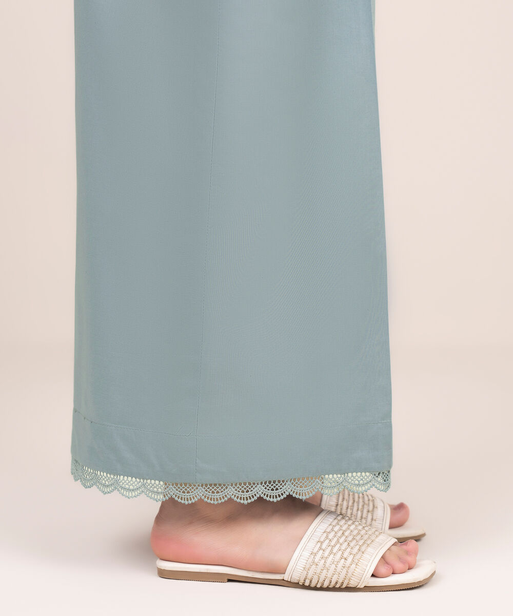 Women's RTW Cambric Grey Solid Flared Pants