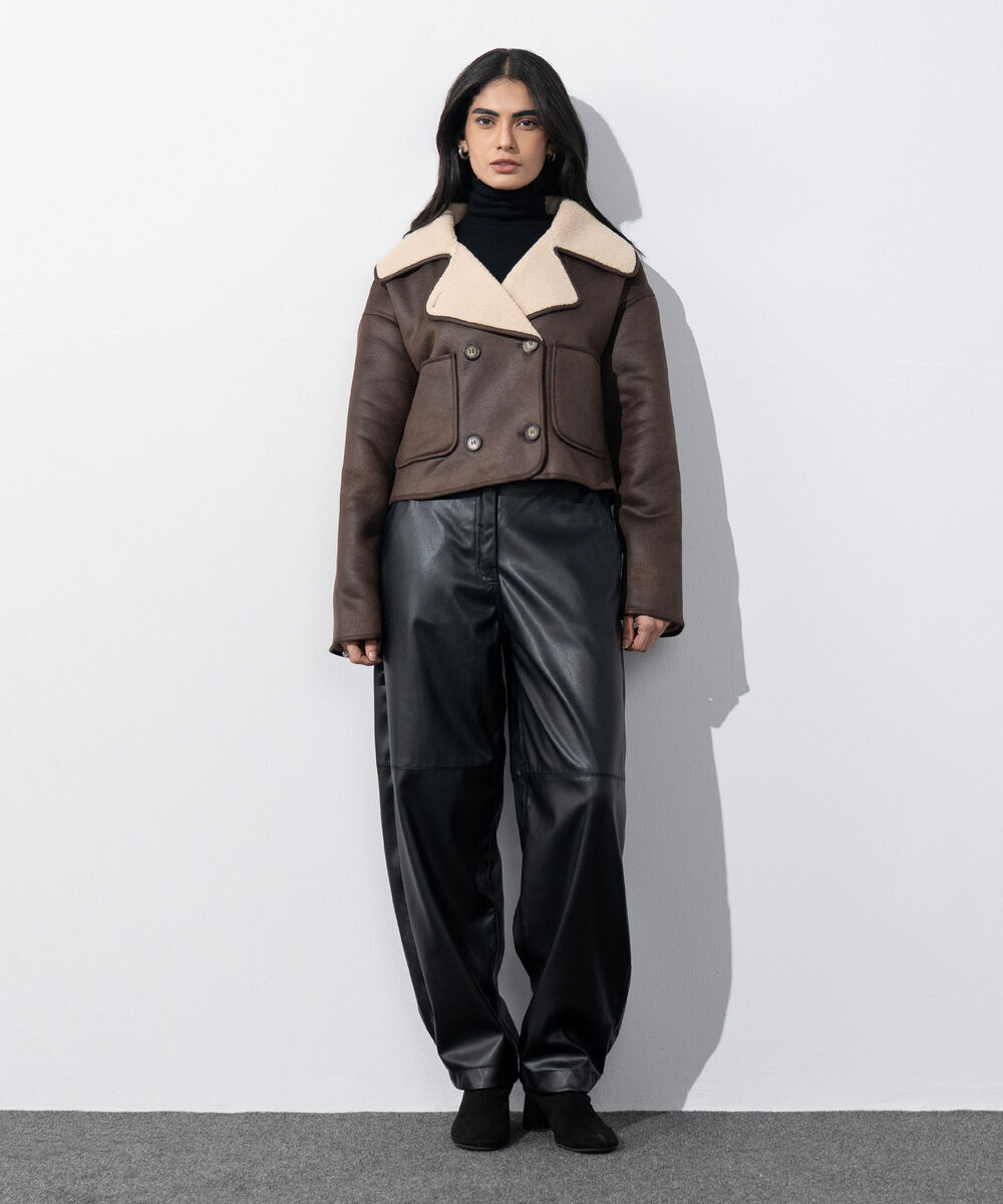 Women's Western Wear Brown Double Faced Short Jacket