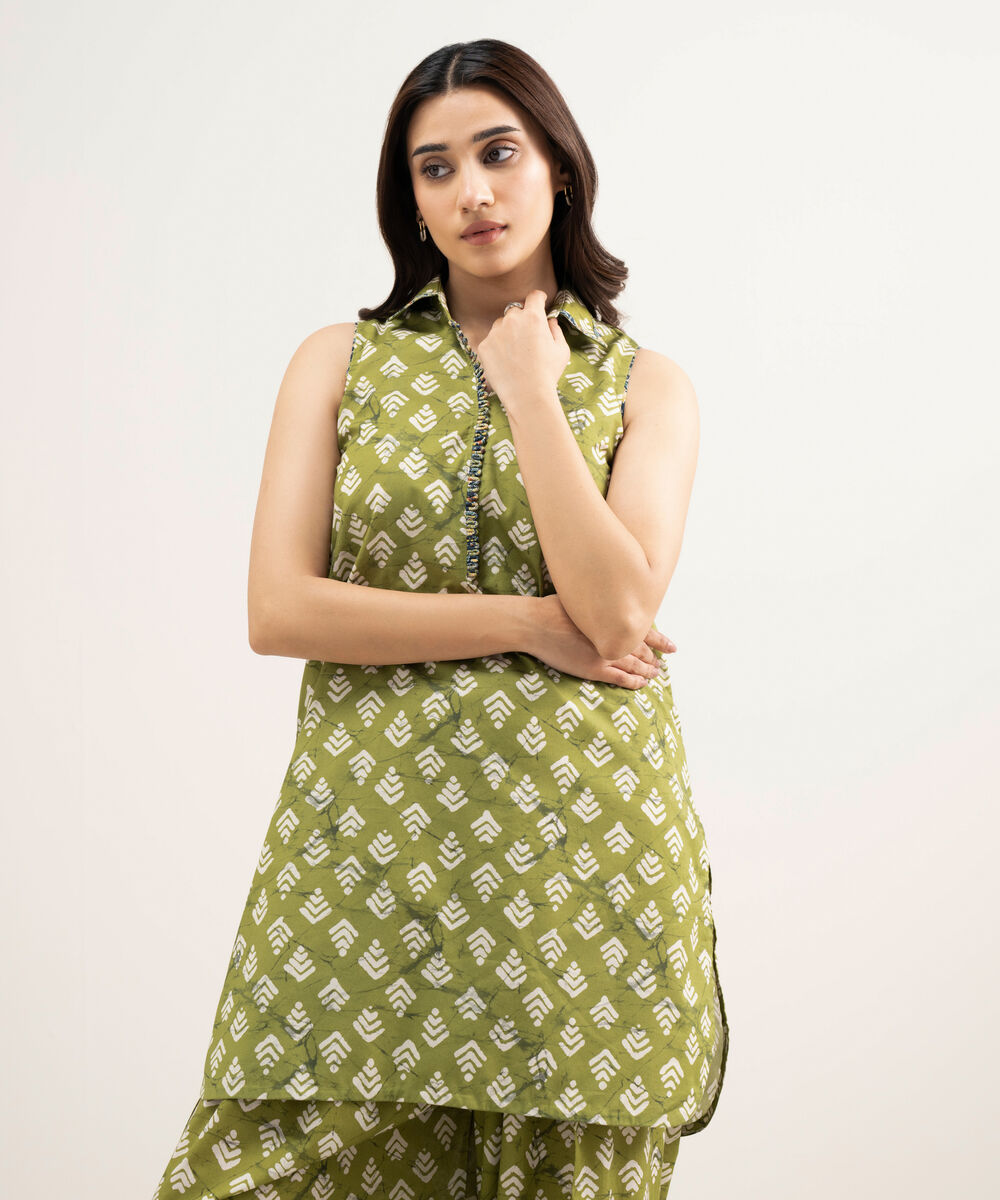 Women's Unstitched Lawn Printed Green 2 Piece Suit