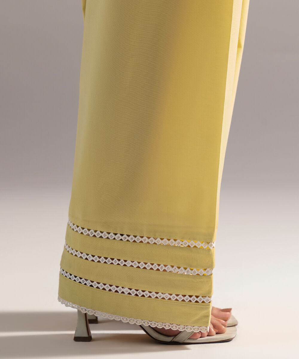 Women's RTW Cambric Solid Lime Yellow Shalwar