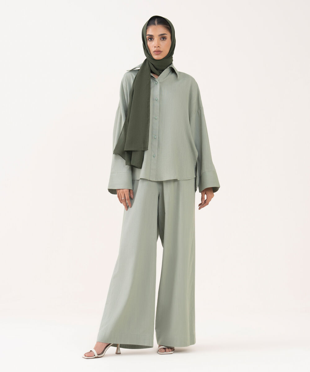 Women's Green Viscose Modest Wear Trousers