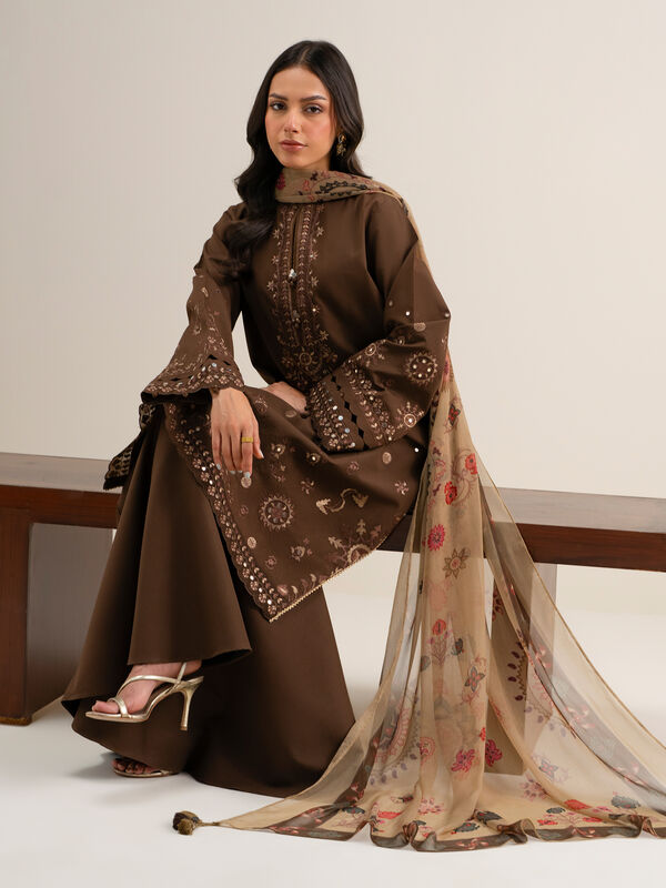 3 Piece - Embroidered Cotton Viscose Suit