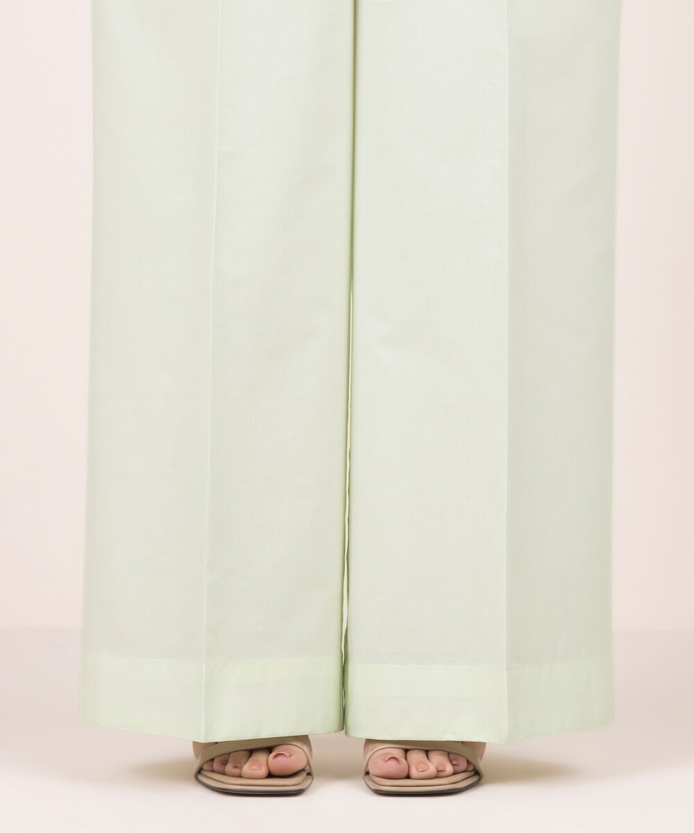 Women's RTW Cotton Viscose Solid Green Culottes