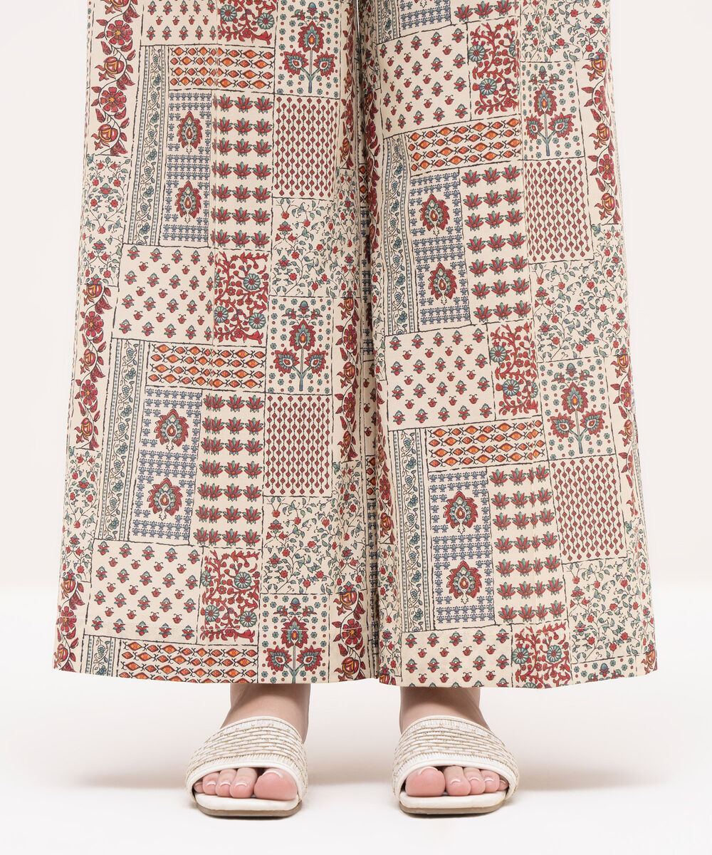 Women's RTW Cambric Beige Printed Culottes