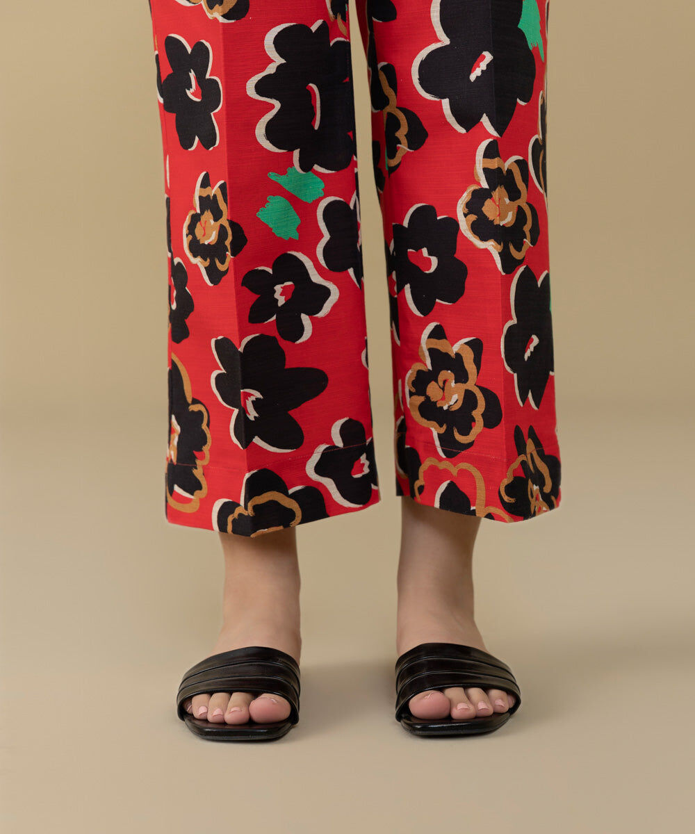 Printed Khaddar Straight Pants