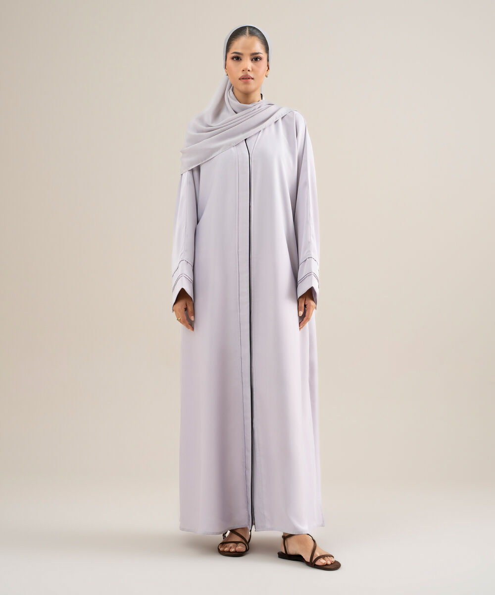 Women's Polyster Mauve Kimono Abbaya Set