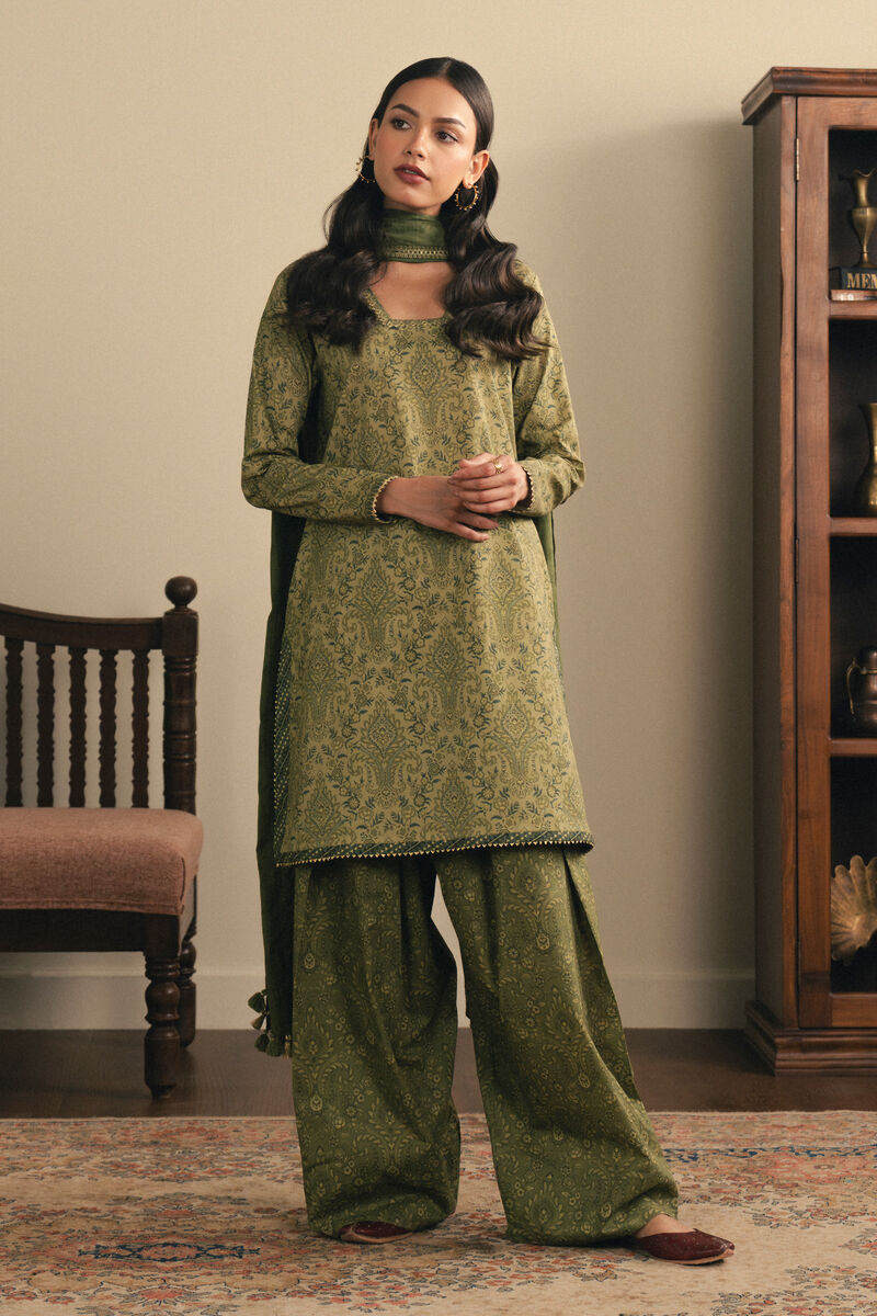 3 Piece - Embroidered Crosshatch Suit