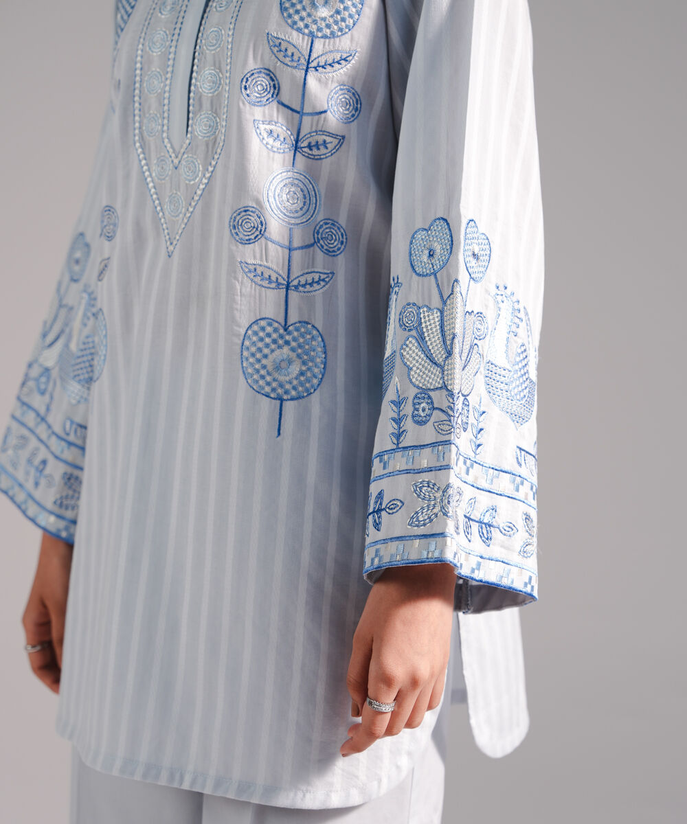 Women's RTW Leno Kara Embroidered Grey 2 Piece Suit