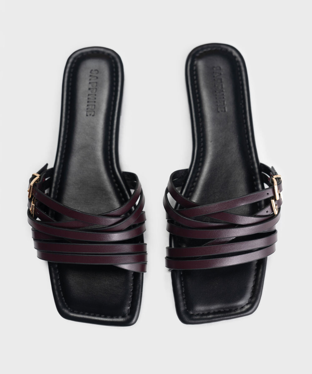 Women's Burgundy Crossover Strap Sandals
