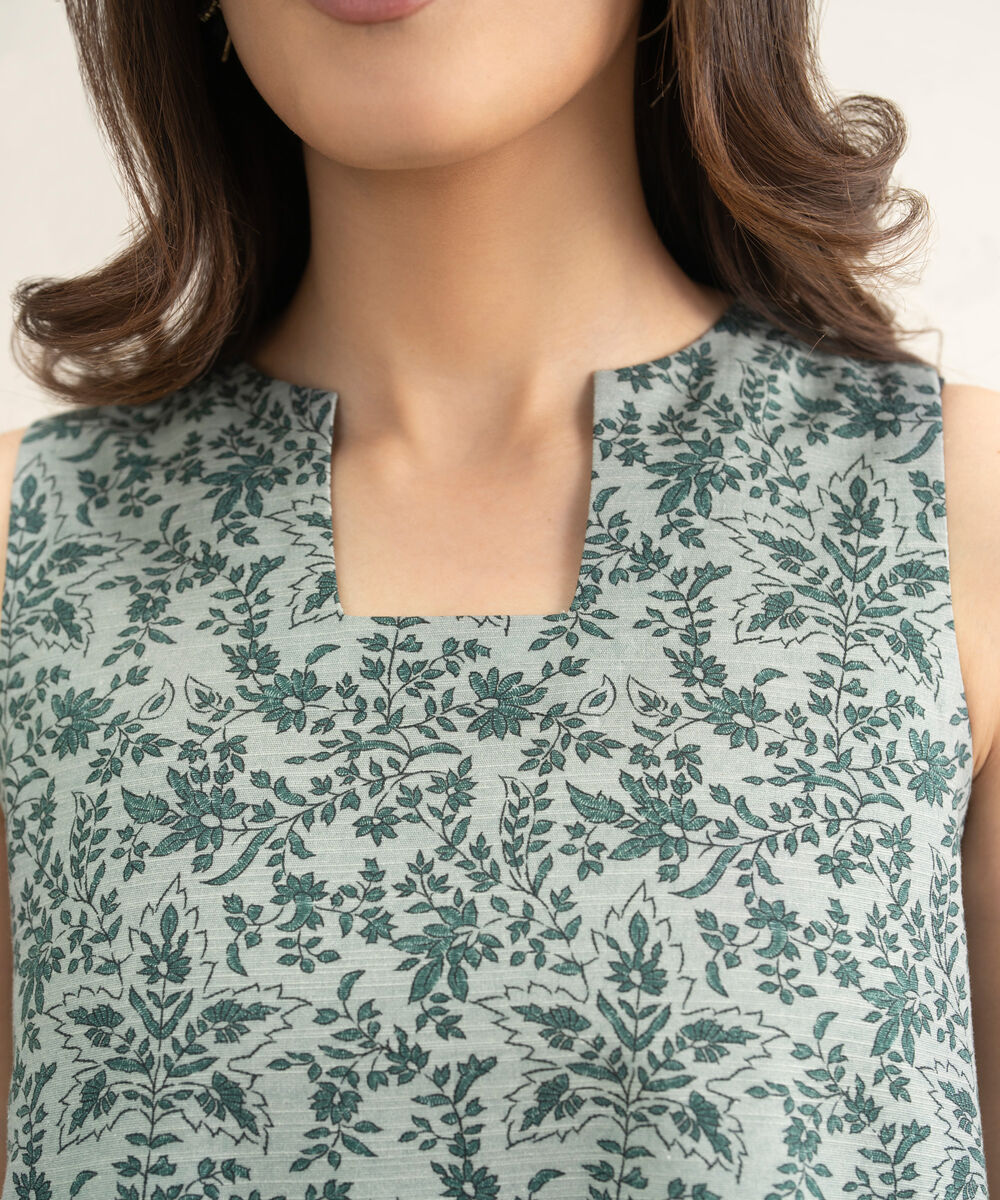 Women's Two Piece Grey Arabic Khaddar Printed Suit