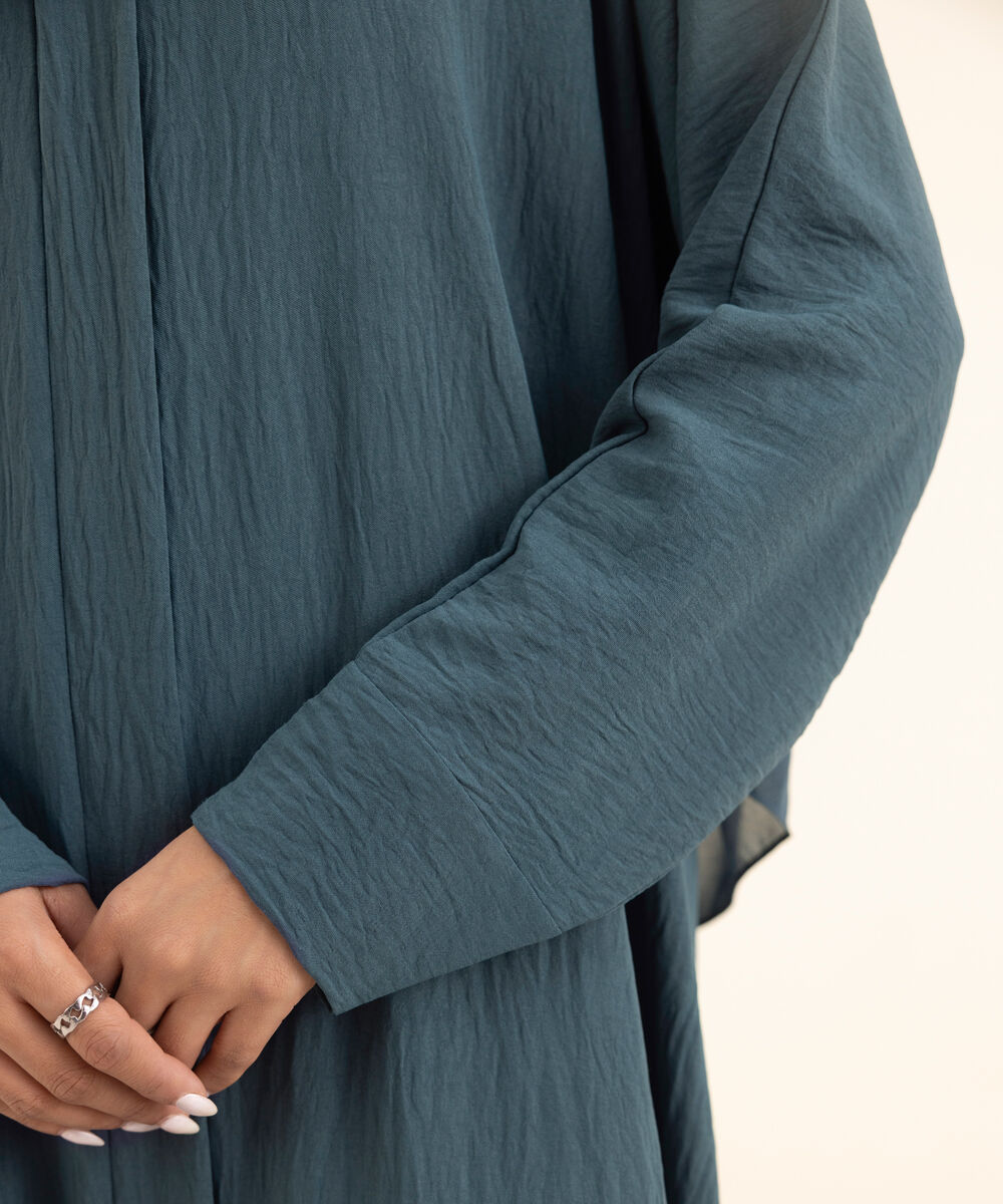 Women's Blue Polyester Abaya Set