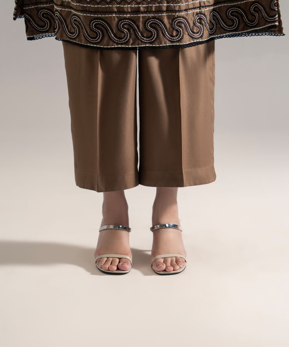Women's RTW Bedford Solid Brown Culottes