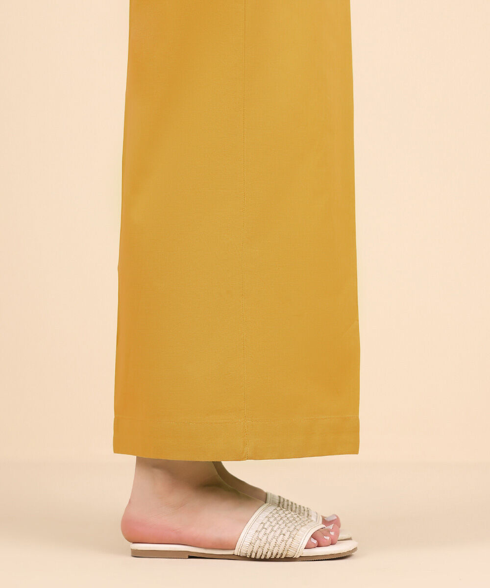 Unstitched Women's Yellow Cotton Trousers