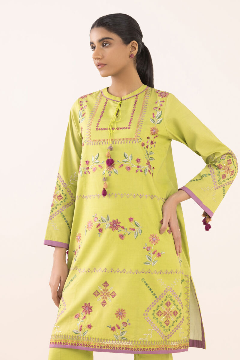 2 Piece - Embroidered Cotton Suit