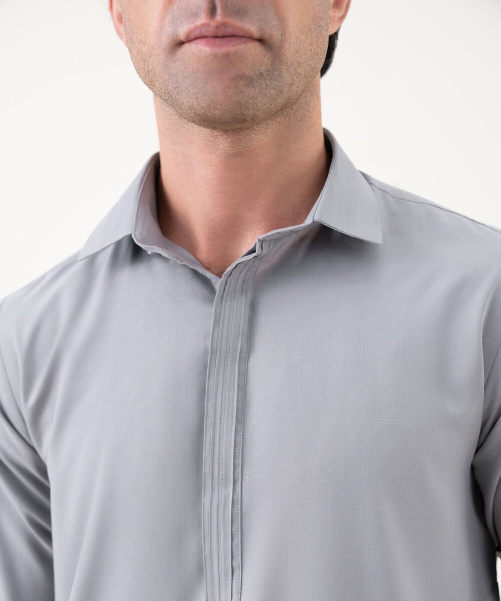 Men's Viscose Plain Grey Kameez Shalwar