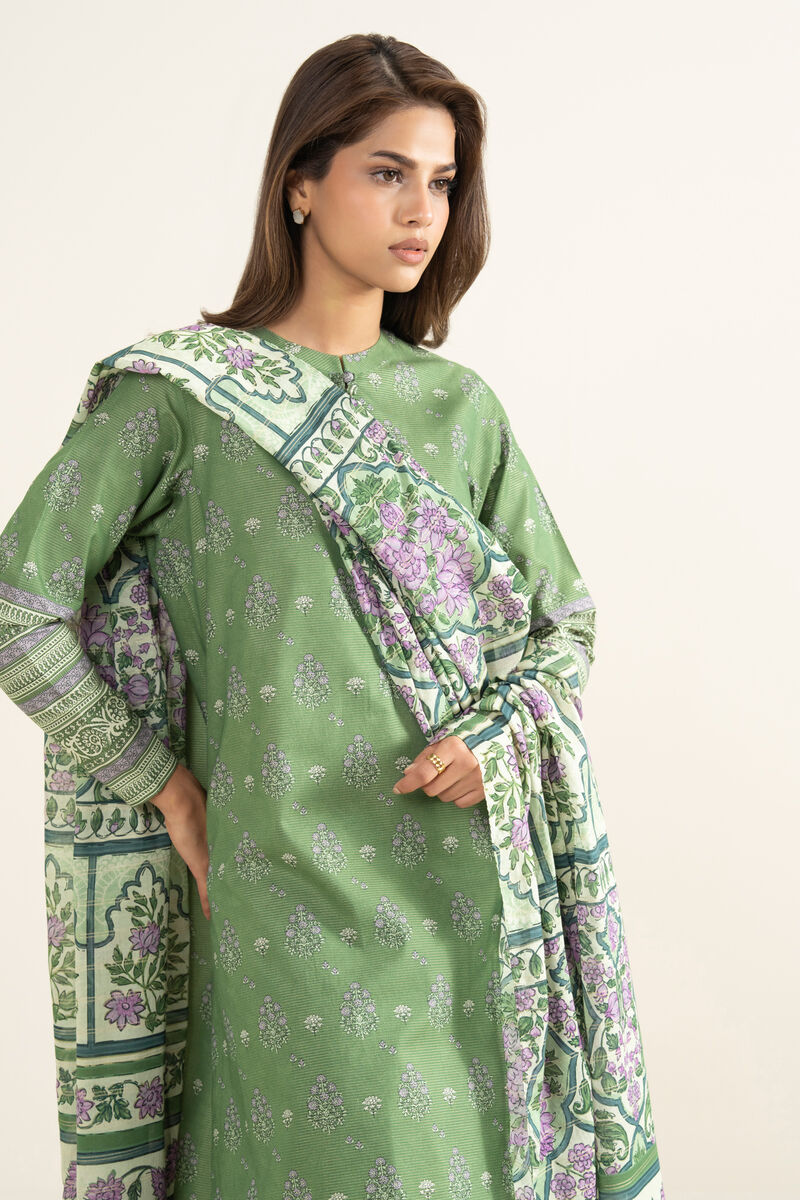 3 Piece - Printed Zari Lawn Suit