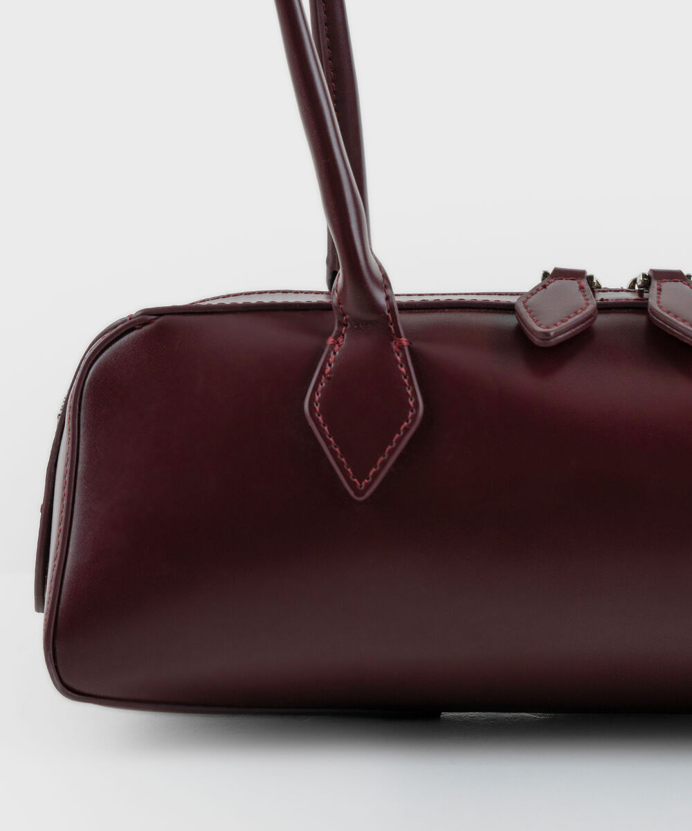 Women's Maroon Structured Shoulder Bag