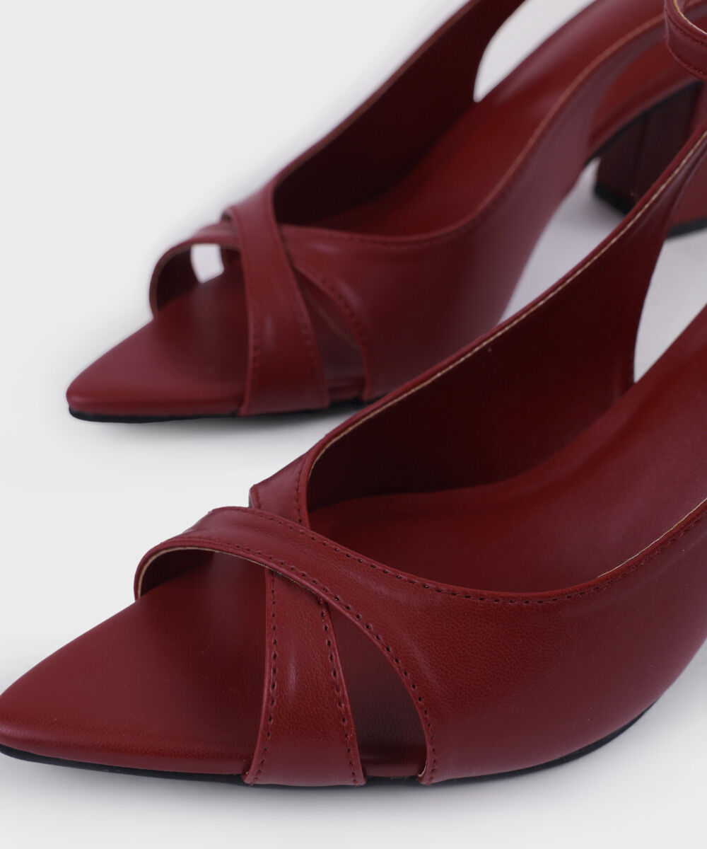 Woman - Red Maroon Block Heels