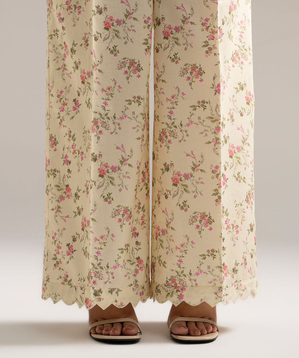Women's RTW Cambric Printed Pale Yellow Culottes