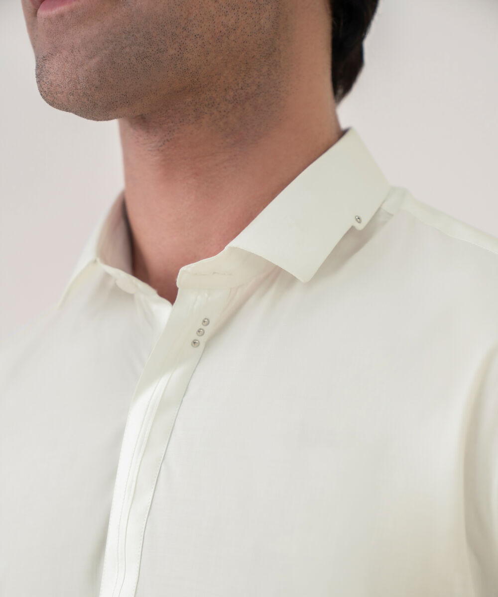 Men's Viscose Plain White Kameez Shalwar