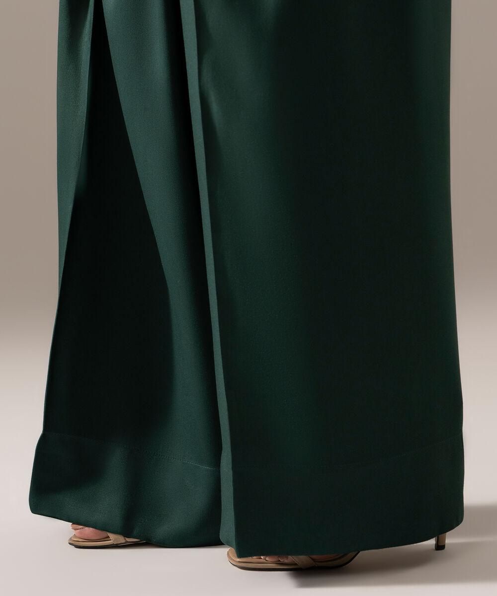 Women's RTW Bedford Solid Green Farshi Shalwar
