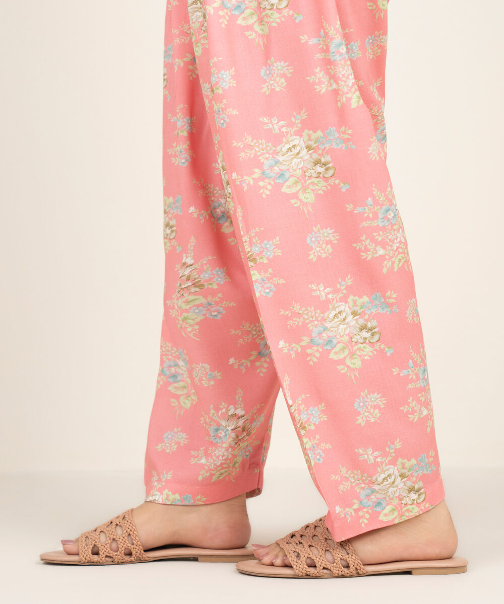 Women's RTW Arabic Cambric Printed Pink Shalwar